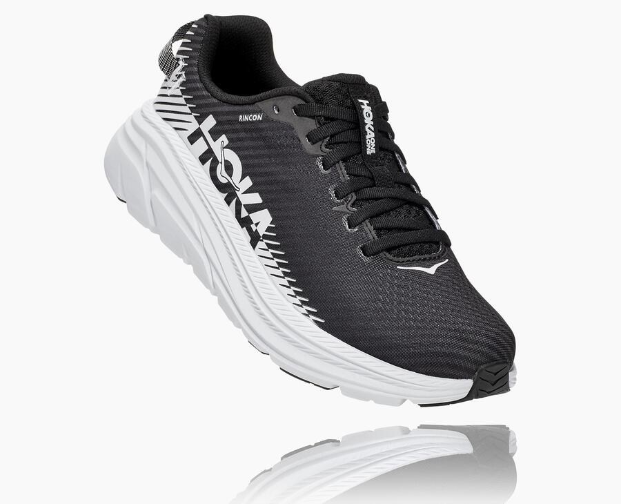 Running Shoes Womens - Hoka One One Rincon 2 - Black/White - IJZKGSD-79